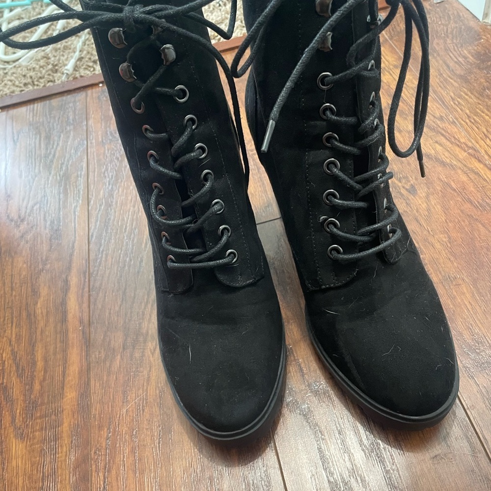 Forever 21 Black Lace-Up Boots